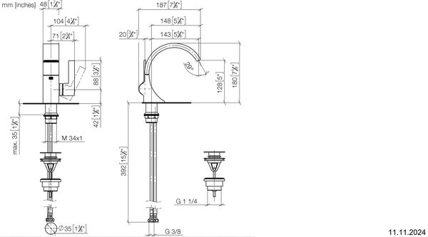 Einlochmischer Dornbracht Cyo Dark Platinum matt image number 1