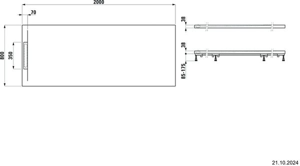 Duschenwanne Laufen Pro S Superflach 200 x 80 cm betongrau matt image number 1