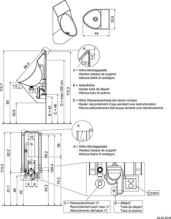 Urinal Schmidlin Ecopur 200 S weiss image number 1