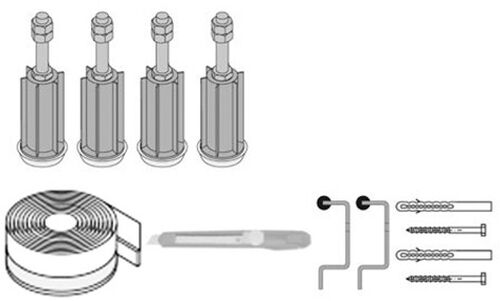 Set de pieds pour receveurs de douche avec ruban d'étanchéité, haut. 14 - 33 cm