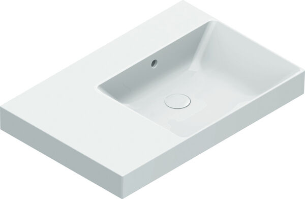Lavabo Catalano Zero, senza foro per rubinetteria, 75 x 50 cm, con troppopieno, ripiano a sinsitra image number 0