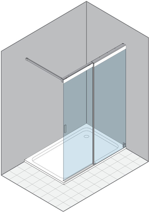 Paroi coulissante Duka Libero 5000 Couleur acier inoxydable Verre clair avec s&eacute;rigraphie blanche au-dessus image number 0