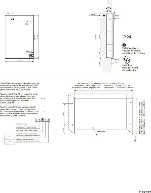 Armoire de toilette Sidler Gradient LED UP Argent &eacute;lox&eacute; Couleur de lumi&egrave;re r&eacute;glable en continu 2000-6500 K image number 1