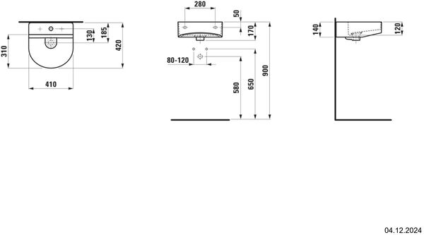 Handwaschbecken Laufen Sonar 41 x 42 cm Weiss image number 1