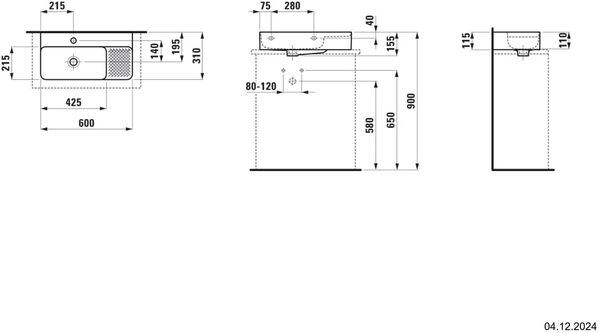 Auflegewaschtisch Laufen Val 60 x 31 cm Weiss Cleaneffekt image number 1