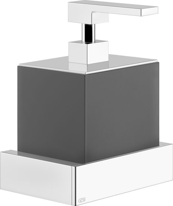 Distributore di sapone Gessi Rettangolo, Recipiente in corian nero, modello a parete image number 0