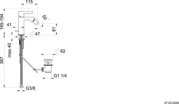 Bidetmischer Alterna architect S Verchromt image number 1