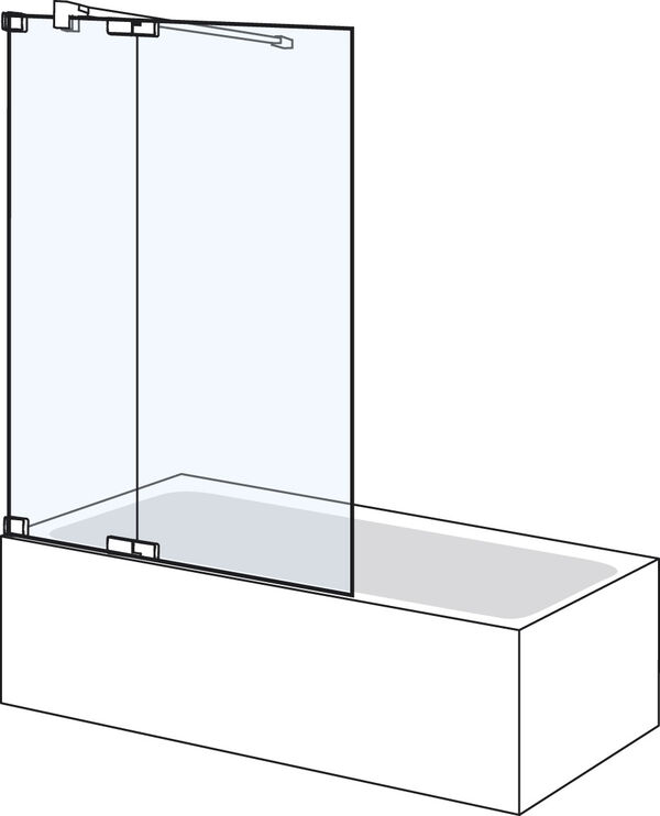 Porte battante sur baignoire Koralle S808Plus Couleur acier inoxydable Verre clair Duschguard image number 0