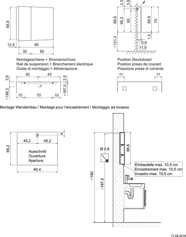 Spiegelschrank Keller Muro 70 Weiss image number 1