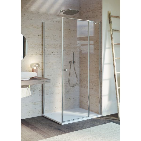 Porta a battente Duka Multi-S 4000 new argento lucidissimo Vetro trasparente ProCare image number 1