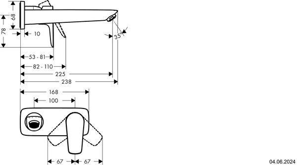 Wandmischer-Endmontageset Hansgrohe Talis E schwarz matt image number 1