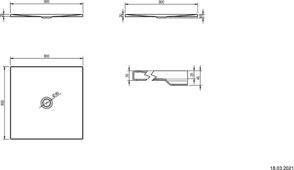 Duschwanne Schmidlin Floor 90 x 90 cm Weiss image number 1