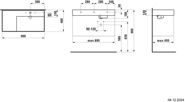 Waschtisch Laufen Kartell 90 x 46 cm Schwarz image number 1