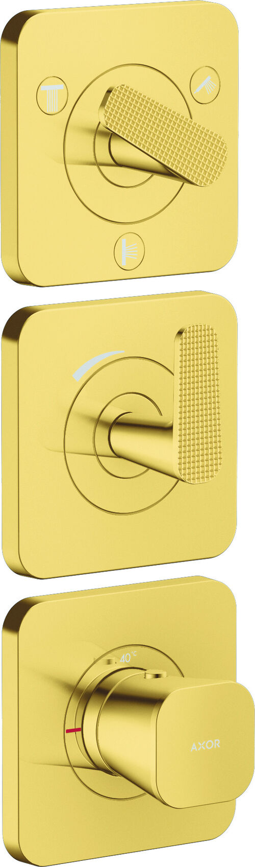 Syst&egrave;me de douche Axor Citterio C Polished gold optic Cubit cut