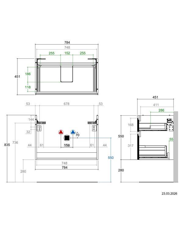 Meuble sous-lavabo Alterna dinea S Walnut predazzo image number 1