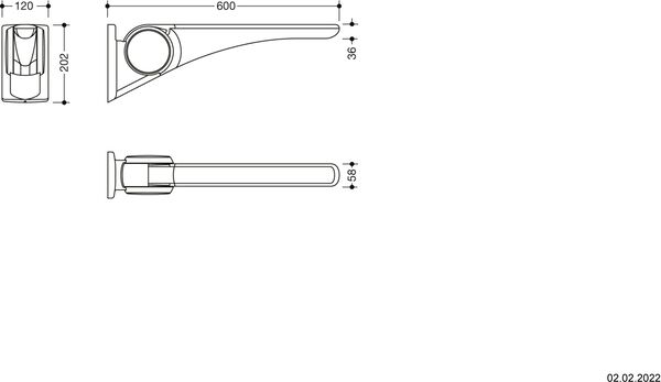 Stützklappgriff Hewi LifeSystem Basic Signalweiss glänzend Griffpad Anthrazit matt image number 1