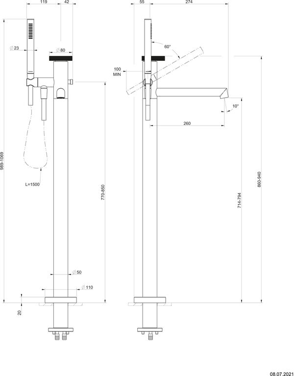 Bademischer Gessi Anello-Standmodell verchromt image number 1