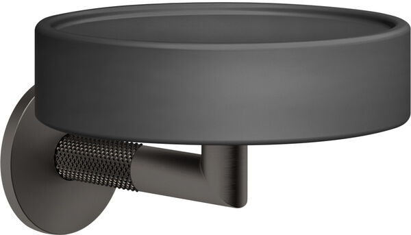 Portasapone Gessi Anello, bacinella in vetro nero opaco, modello a parete, rosetta rotonda image number 0