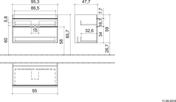 Waschtischm&ouml;bel Venticello Glossy grey Griff verchromt image number 1