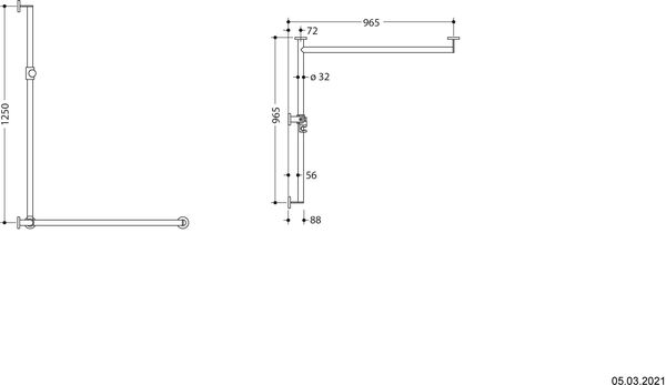 Barre d'appui d'angle Hewi 900 Acier inoxydable mat image number 1