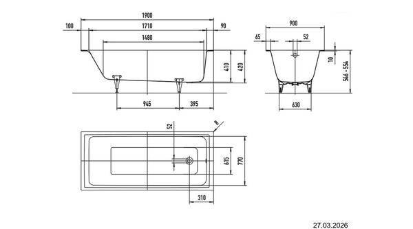 Badewanne Kaldewei Puro Next Weiss Cleaneffekt image number 1