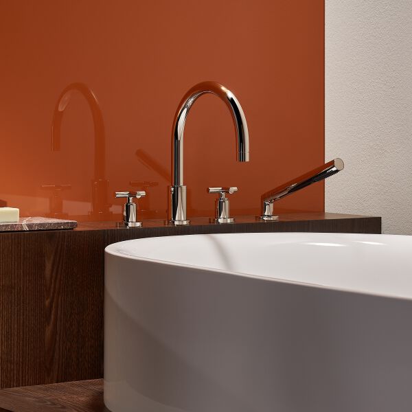 Batteria di riempimento Dornbracht Tara. 4-fori Dark chrome image number 1