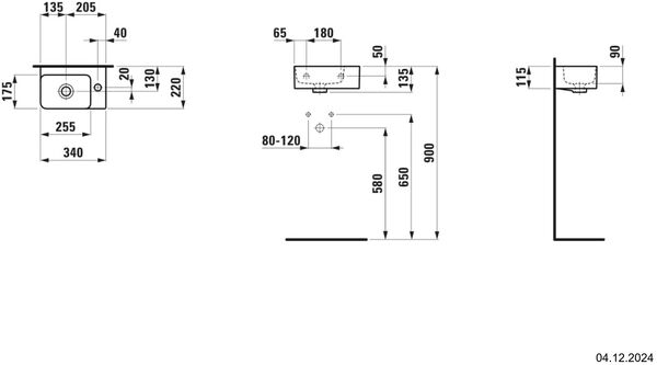 Handwaschbecken Laufen Val 34 x 22 cm Weiss Cleaneffekt image number 1