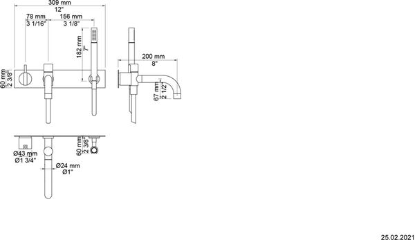 Bademischer-Endmontageset Vola Weiss matt image number 1