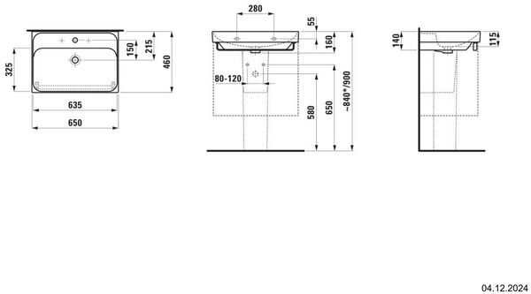 Waschtisch Laufen Meda 65 x 46 cm Schwarz matt image number 1