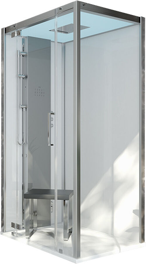 Dampfdusche Hoesch Sense Perience Weiss Echtglas klar EverClean