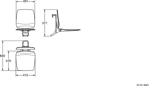 Siège rabattable Nosag Nylon Serie 300 / Ineoline Plus / Inox Care blanc image number 1