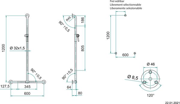 Duschhandlauf Nosag Ineoline Plus Edelstahl glanz image number 1