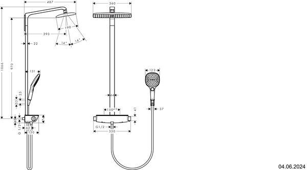 Showerpipe Hansgrohe Raindance E 360 verchromt image number 1