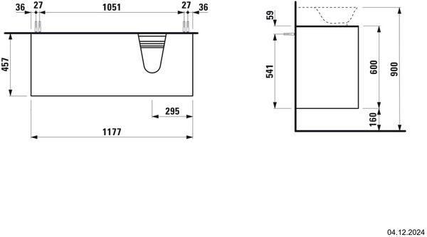 Meuble sous-lavabo Laufen New Classic Ch&ecirc;ne fonc&eacute; image number 1