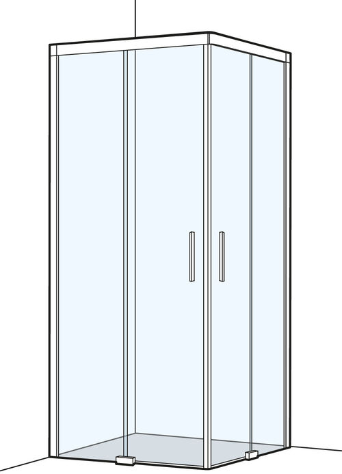 Cabina diagonale Koralle S500 Plus Colore argento Vetro trasparente Plus