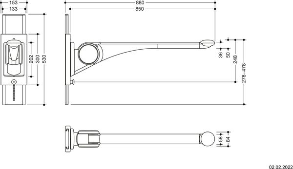 Barre d'appui relevable Hewi LifeSystem Premium Blanc de sécurite brillant Zone de préhension blanc mat image number 1