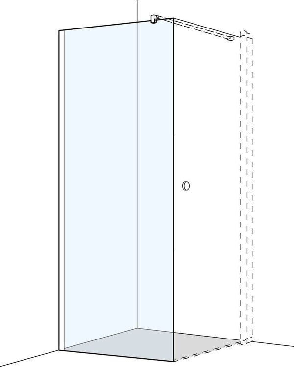 Seitenwand Koralle S300, Anschlag links, Breite 88 - 90 cm, für Pendeltüren, inkl. Quertraverse, image number 0