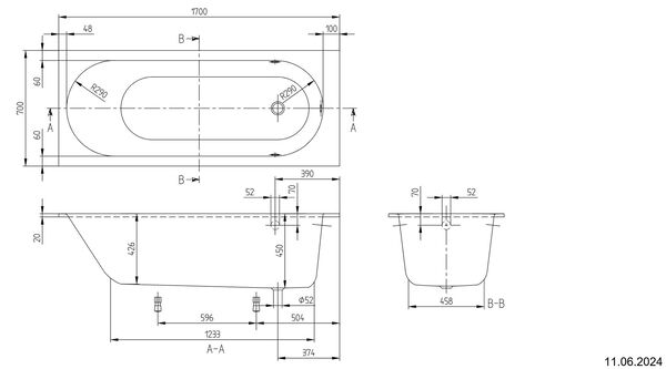 Badewanne Villeroy & Boch Oberon weiss matt image number 1