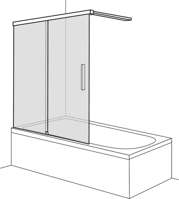 Porta scorrevole Alterna liva con traversa, 2 parti altezza fino a 160 cm, su vasca da bagno image number 0