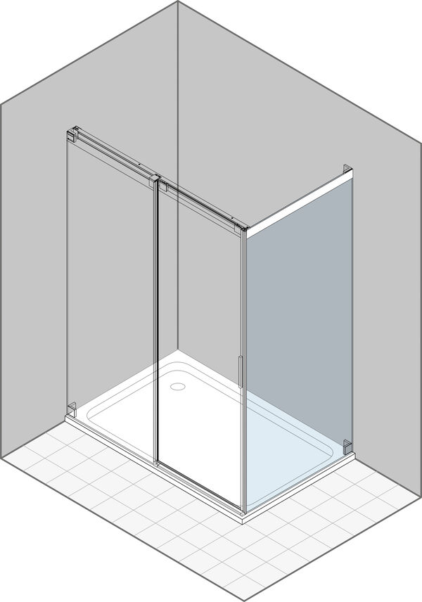 Cloison lat&eacute;rale Duka Acqua 5000 new Couleur acier inoxydable Verre clair avec s&eacute;rigraphie blanche au-dessus image number 0