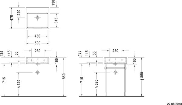 Waschtisch Duravit Vero Air 50 x 47 cm Weiss image number 1