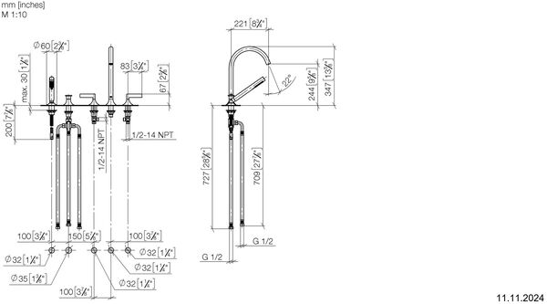 Garniture de remplissage Dornbracht Vaia 5-trous Champagne image number 1