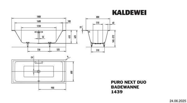 Baignoire Kaldewei Puro Next Duo Blanc image number 1
