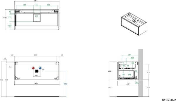 Meuble sous-lavabo Alterna elena plus Gris ombra image number 1