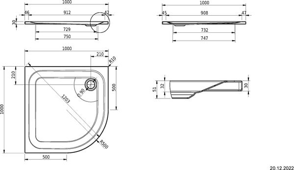 Receveur de douche d'angle Schmidlin Pergamon Cleaneffekt image number 1