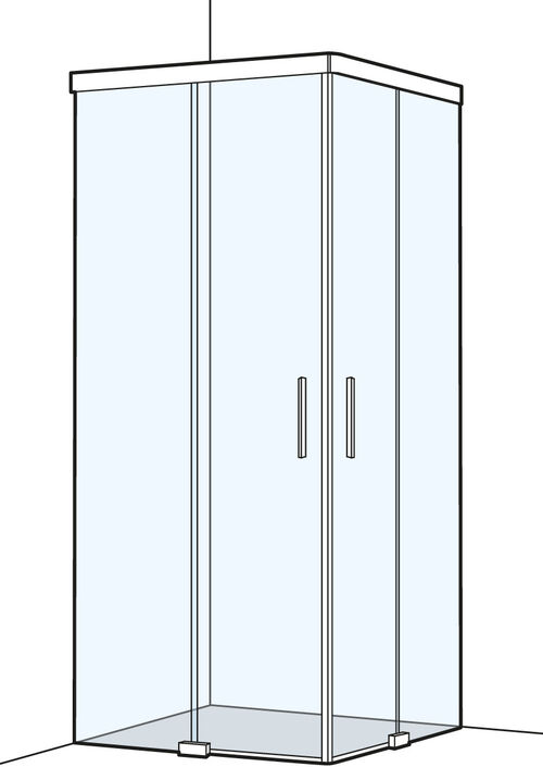 Cabina diagonale Koralle S505 Plus Nero opaco Vetro trasparente Plus