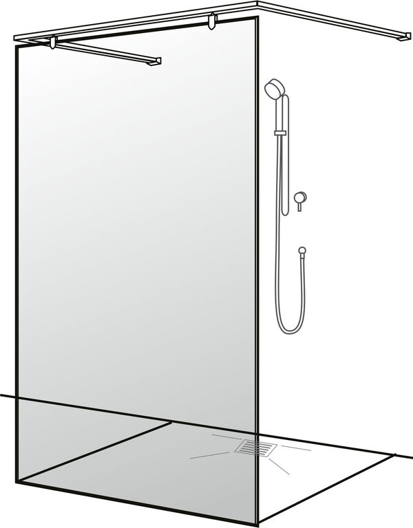 Freistehende Seitenwand Alterna lin.3 Walk-in verchromt Echtglas klar CareTec Pro image number 0