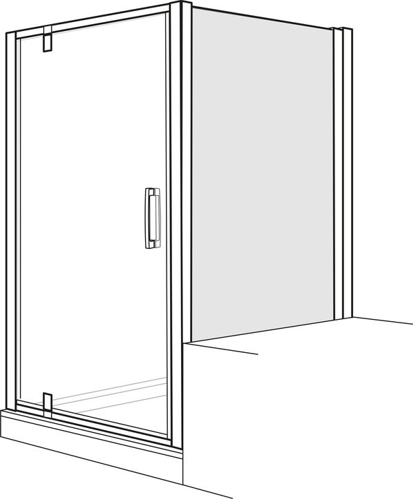 Seitenwand Duscholux Optima 6, Breite bis 1020 mm, Anschlag rechts, verkürzt, zu Pendeltüre Pivot, image number 0