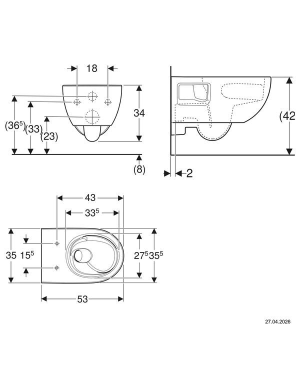 Cuvette murale Geberit Renova rimless Blanc image number 1