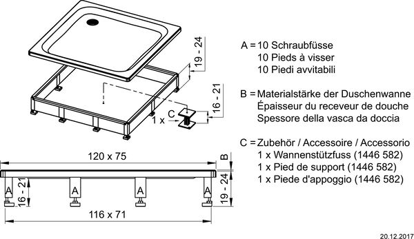 Duschwannentr&auml;ger Gabag Compact image number 1